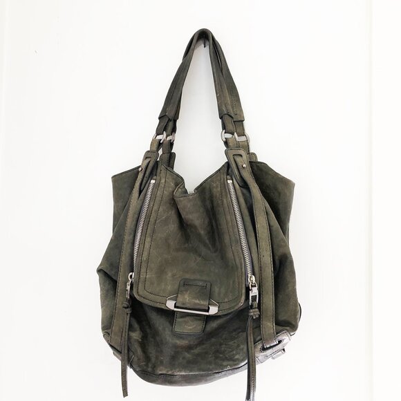 KOOBA Vintage Y-2k Large Greyish Leather Hobo Shoulder Bag - Picture 2 of 6